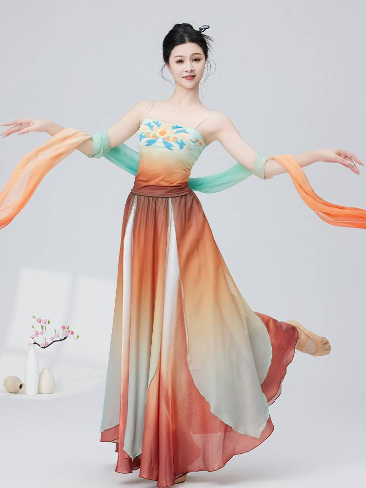 2024 new gradient classical dance flying Tian Dunhuang women's full set of performance clothes exotic national performance service