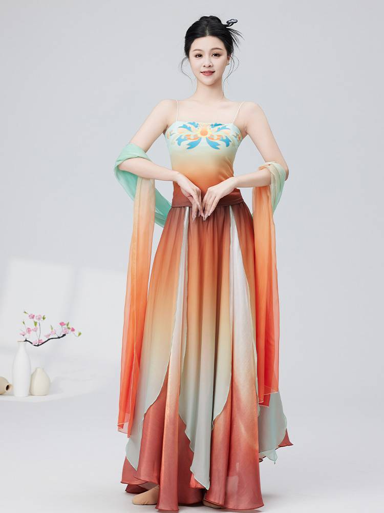 2024 new gradient classical dance flying Tian Dunhuang women's full set of performance clothes exotic national performance service