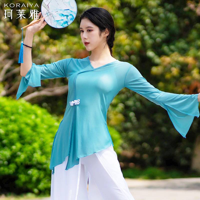 Dance service women's net gauze classical dance nation modern dance body rhyme national style performance clothes practice service art test printed gauze jacket