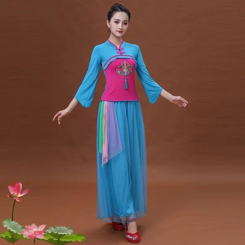 Plaza dance clothing new suit female nation style classical Yangge fan dance skirt dancing dancing clothes performance