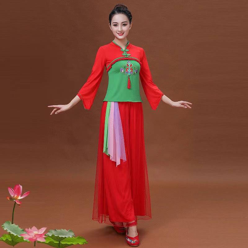 Plaza dance clothing new suit female nation style classical Yangge fan dance skirt dancing dancing clothes performance