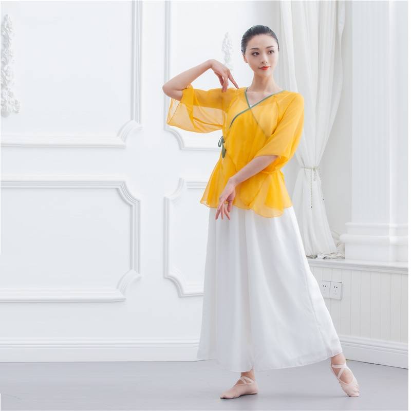 Modern classical dance body rhyme dance practice clothes, elegant and ancient style performances, cloak, national dance clothing female adult