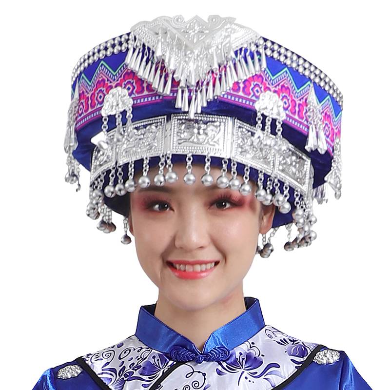 The new ethnic minority hat Miao Tu family Zhuang head jewelry actress performance stage jewelry Yi Naxi male