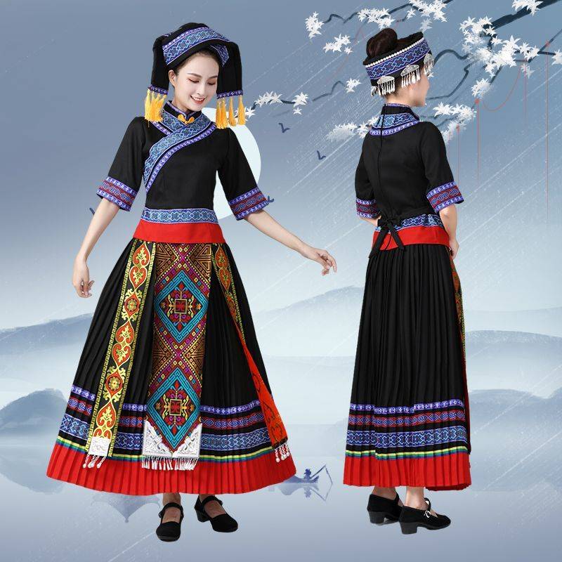 Women's adult clothing in the ethnic minority clothing, Guangxi Zhuang Miao people Yunnan Yi Yao Tujia dance clothing