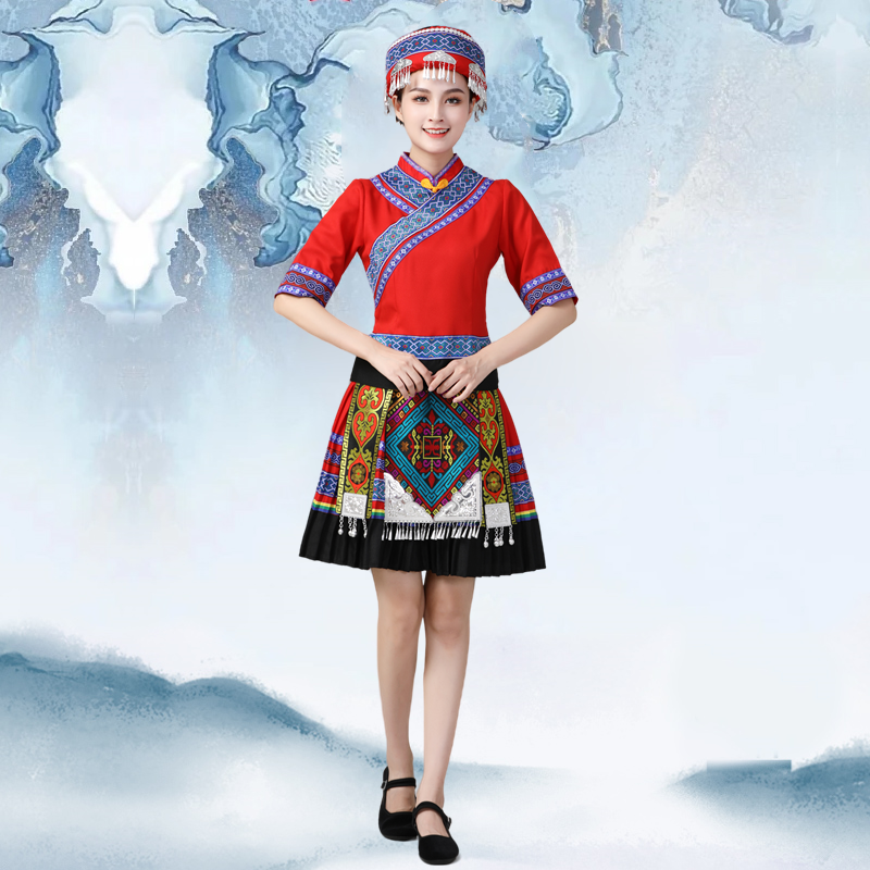 Women's adult clothing in the ethnic minority clothing, Guangxi Zhuang Miao people Yunnan Yi Yao Tujia dance clothing