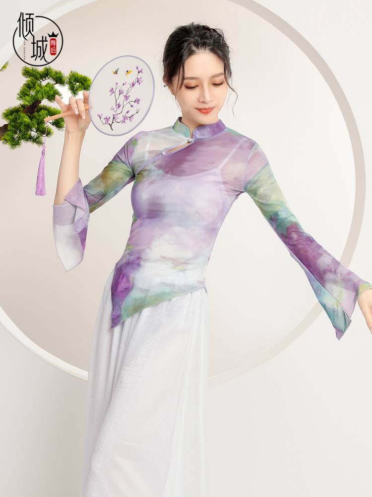 Qingcheng Dance Classical Dance Gargam Gine Girls Ancient Cheong Cheongsam Calm Performance Nets Top Chinese Dance Foundation Training Fit