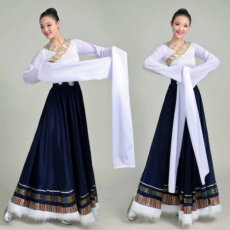 The Tibetan dance dress practiced a long skirt and a high-skirt choreographer