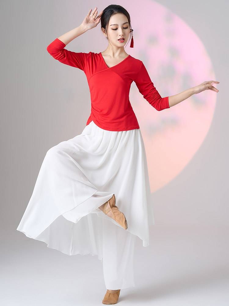 New Moder Plaza Dance Clothing Classical Chinese Dance Classical Chinese Dance Clothing Set Flower Long Skirt Pants Performance Services