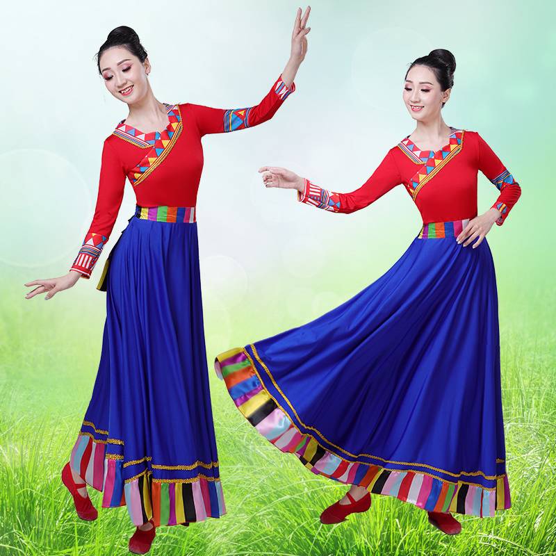 New Tibetan Dance Performance Clothing Mongolian Clothing Female Ethnic Union Clothing Adult Tibetan Square Dance Sleeve