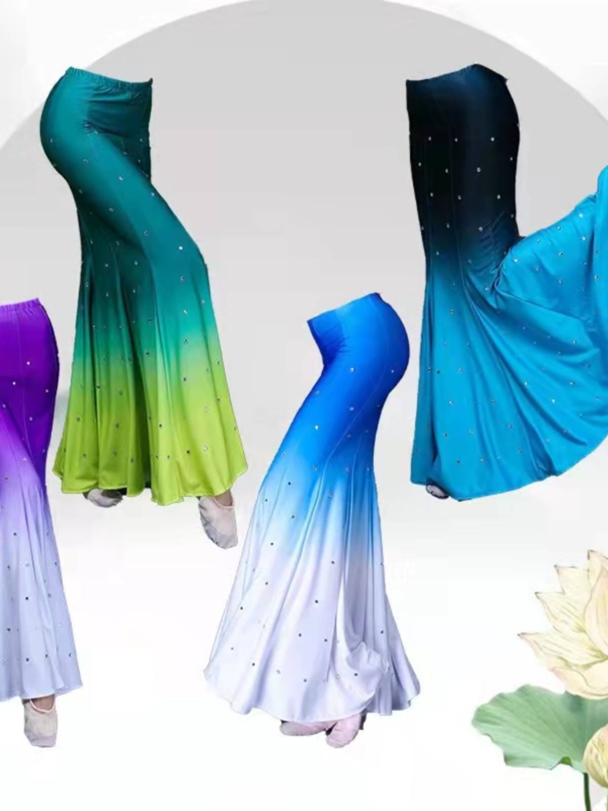 Dai dance skirt children adult practice exercises practice long skirt national skirt gradually changes in peacock dance fishtail skirt