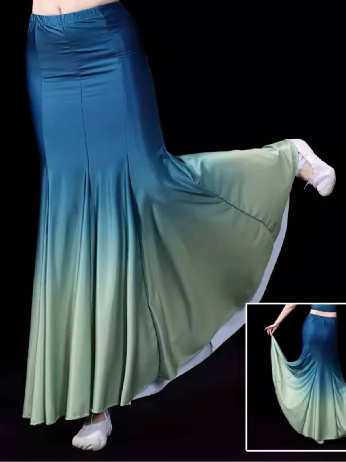 Dai dance skirt children adult practice exercises practice long skirt national skirt gradually changes in peacock dance fishtail skirt
