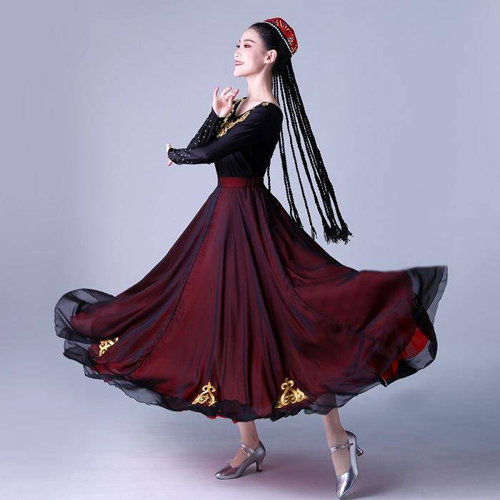New new new Jiangsu dance skirt practice skirt performance clothing service minority clothing female big bloom skirt set performance