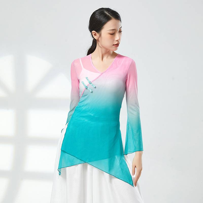 Modern classical dance service female elegant practice service gradient art test shows the national body rhyme elastic net gauze
