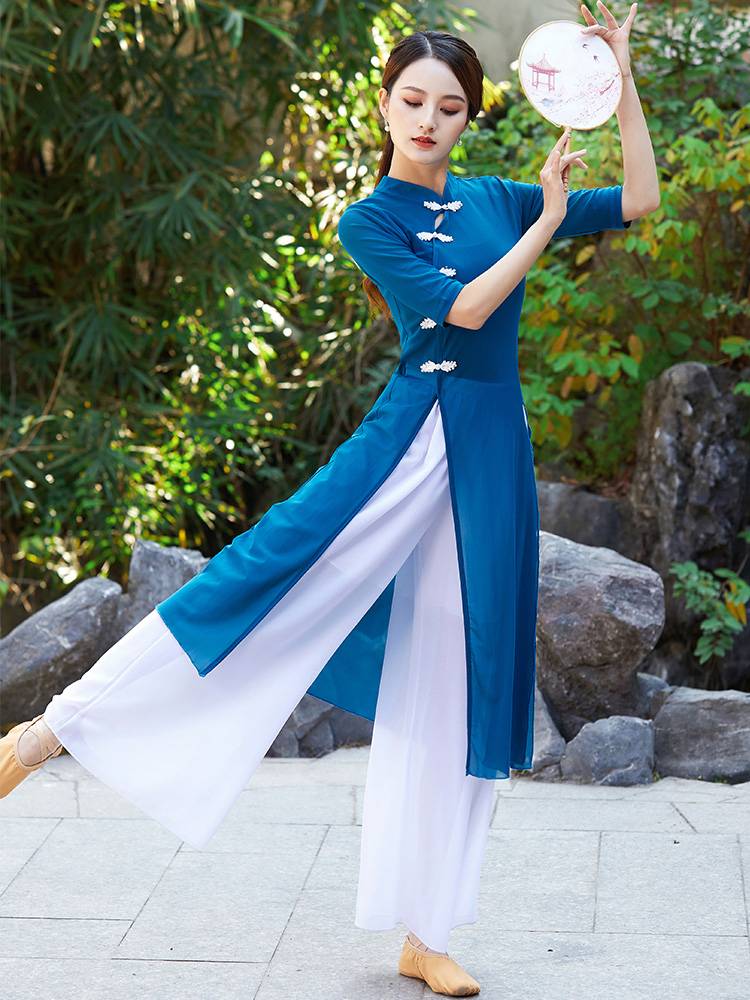 Classical Dance Clothing Plaza Dance Set Inspection Umbrella Dance Performance Server Fan Fan Dance Flowing National Style Performance Service