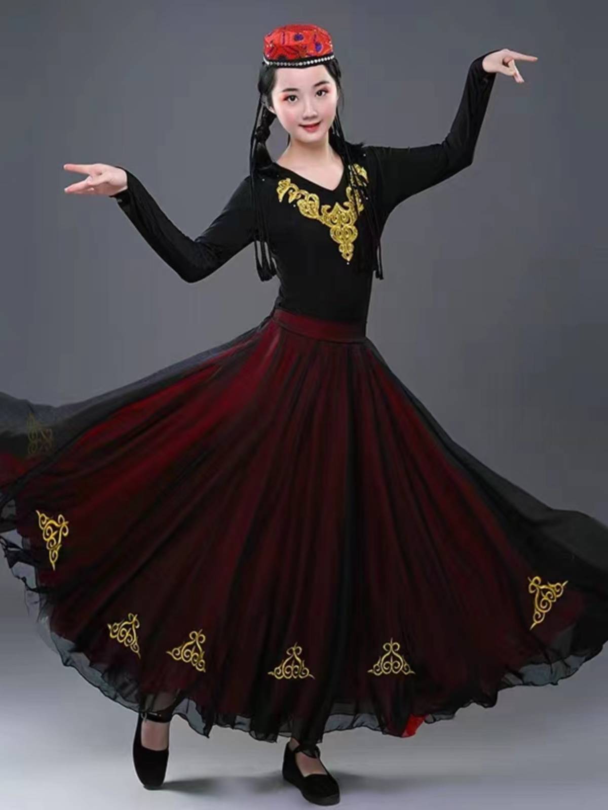 Xinjiang Dance Performance Server Big Skirt Female Dance Clothing Art Test Practice Box Skirt National Dance Watch Dress