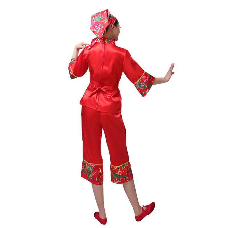 Yangge suit performance service middle -aged and elderly set new summer nation classical fan, waist drum dance fence head scarf performance service