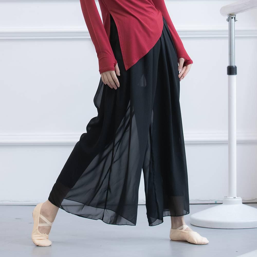 Classical dance service female modern dance service national dance service practice clothes practice pants elegant chiffon dance pants wide leg pants