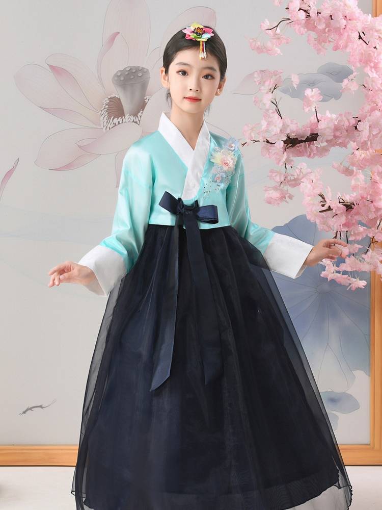 Girls' Korean Korean Graphze National Wind Girls Traditional costume daily performance Dance service photo children's set