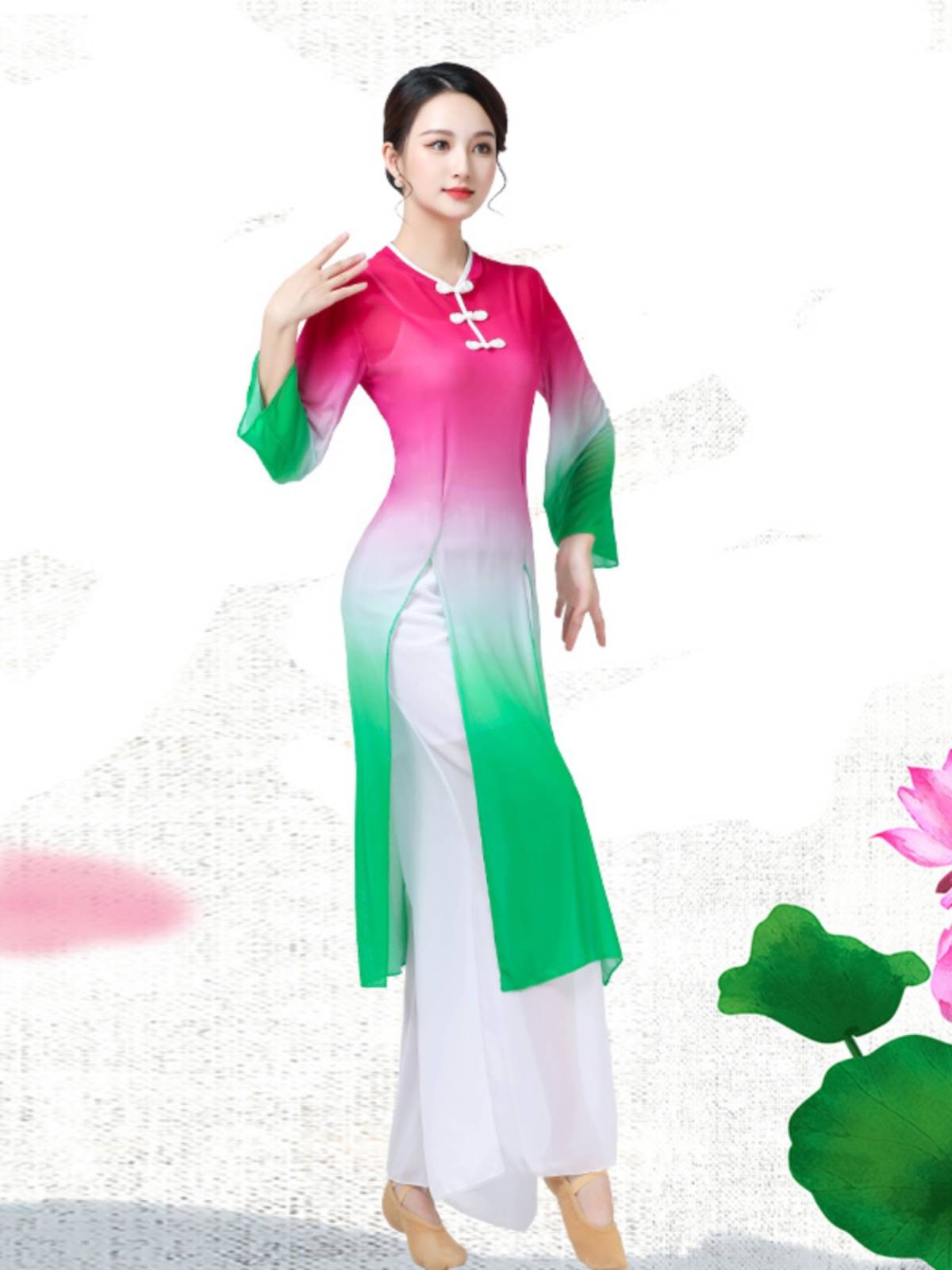 China Wind Square Dance Yangge Drum Drum Serving National Dance Cosmetic Fan Dance Dance Female Adult Practice Service