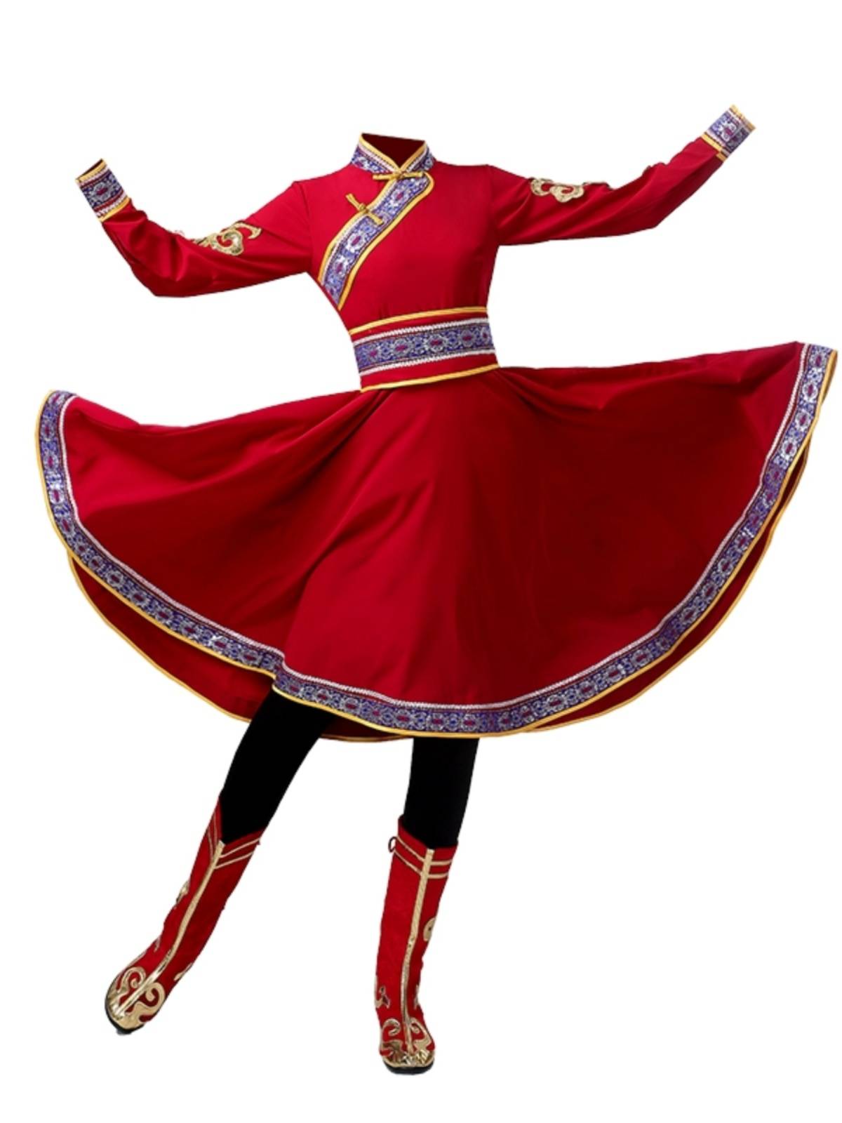 New Mongolian dance performances, big skirts, students practicing test rhyme, rhyme, self -cultivation ethnic minority chopsticks dance