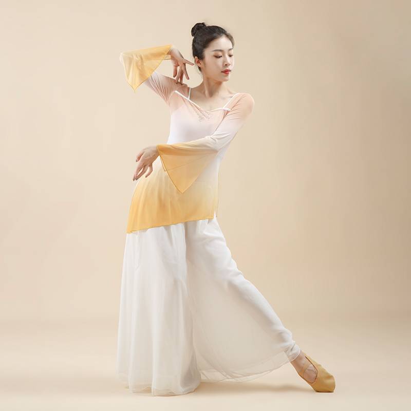 Classical dance gradient color national body rhyme yarn performance service professional art test practice, female fairy qi elegant gauze clothes