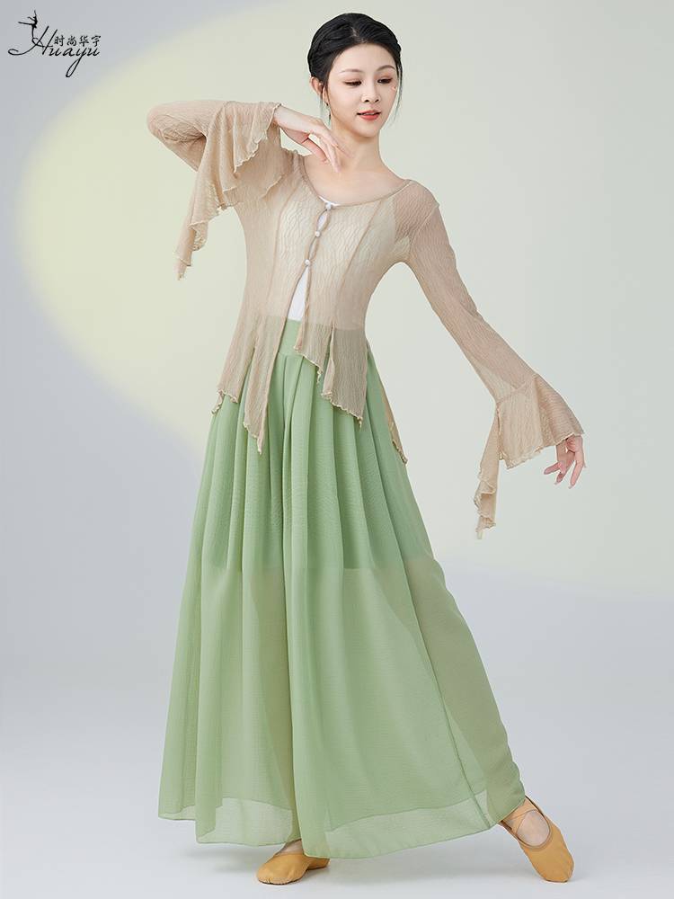 Classical dance clothing female elegant yarn clothing body rhyme training clothing Chinese style national dance 2024 new female long sleeves