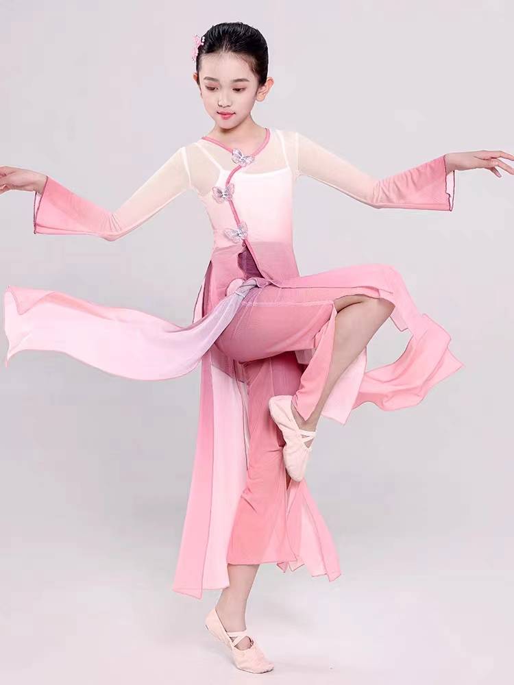 2023 new female nation classical dance elegant practice clothes gauze girl fan fan dance elastic test show