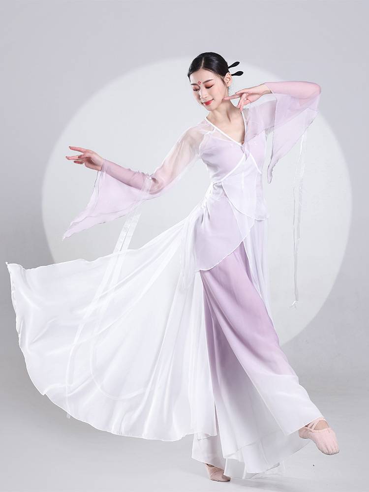 Classical dance clothing female elegant elastic gauze body rhyme and ancient style classical dance exercise Chinese dance classical dance clothing
