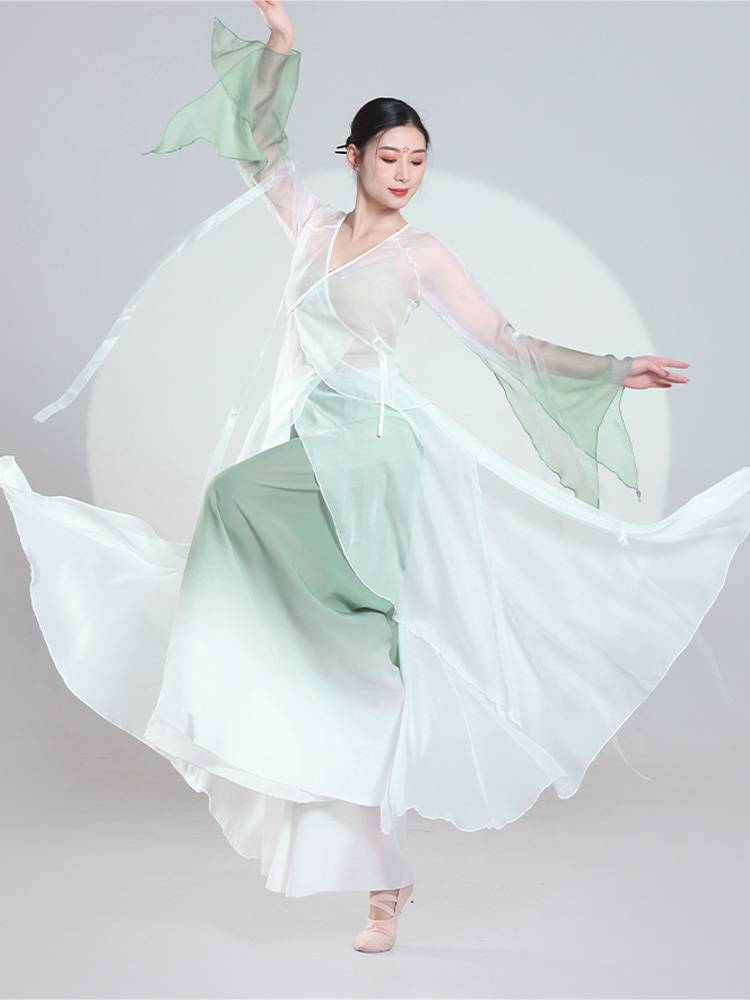 Classical dance clothing female elegant elastic gauze body rhyme and ancient style classical dance exercise Chinese dance classical dance clothing
