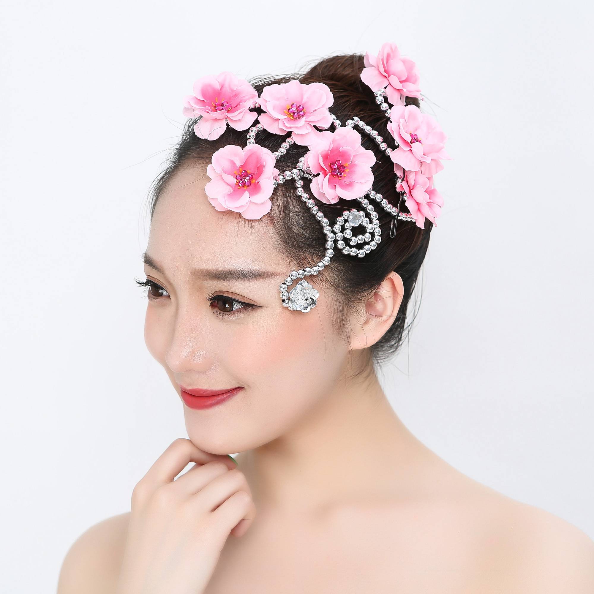 Plum Blossom Opening Dance Headwear Stage Plaza Dance Yangge Flower Silver Classical Modern Performance Headwear