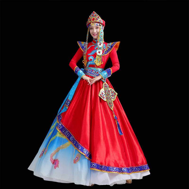 The new Mongolian clothing female Inner Mongolia Mongolian dance performance costumes opening dance minority clothing winter and spring