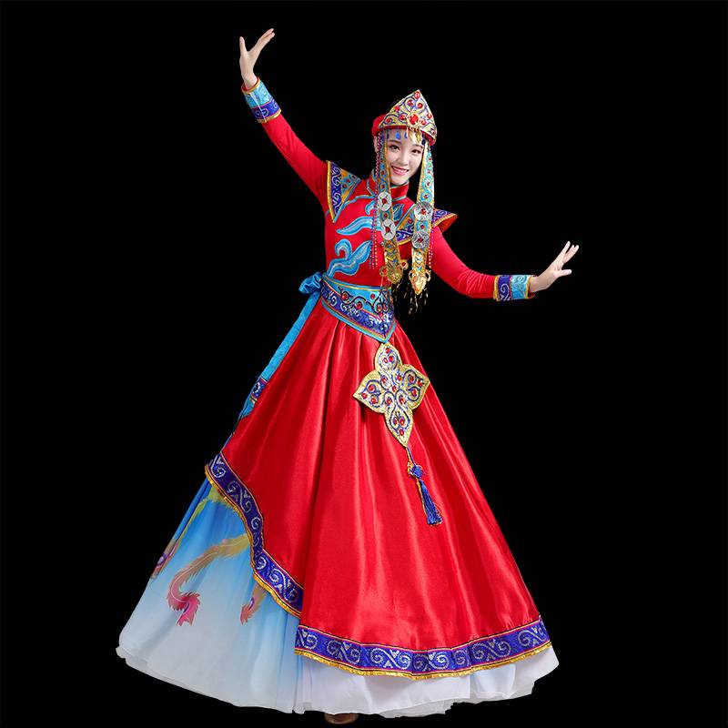 The new Mongolian clothing female Inner Mongolia Mongolian dance performance costumes opening dance minority clothing winter and spring