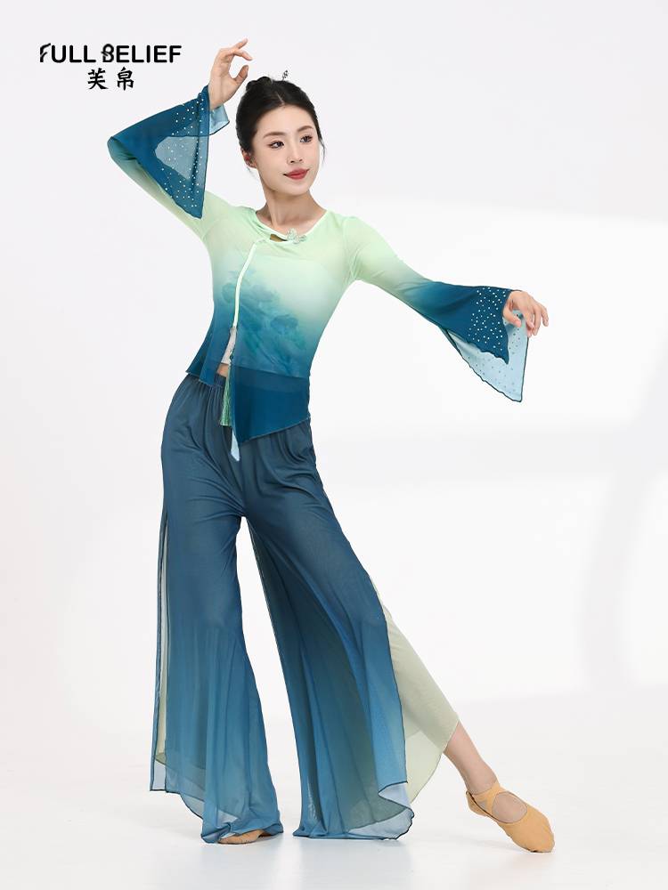 Fuyu Classical Dance Body Rhymes Yaosa Girls Fairy Vitality Dance Clothing Chinese Wind Hot Drilling Arts Examination Practice Dress
