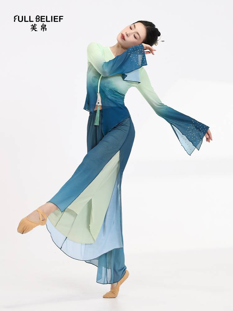 Fuyu Classical Dance Body Rhymes Yaosa Girls Fairy Vitality Dance Clothing Chinese Wind Hot Drilling Arts Examination Practice Dress