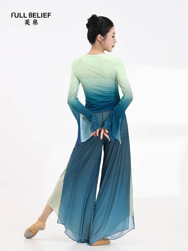 Fuyu Classical Dance Body Rhymes Yaosa Girls Fairy Vitality Dance Clothing Chinese Wind Hot Drilling Arts Examination Practice Dress