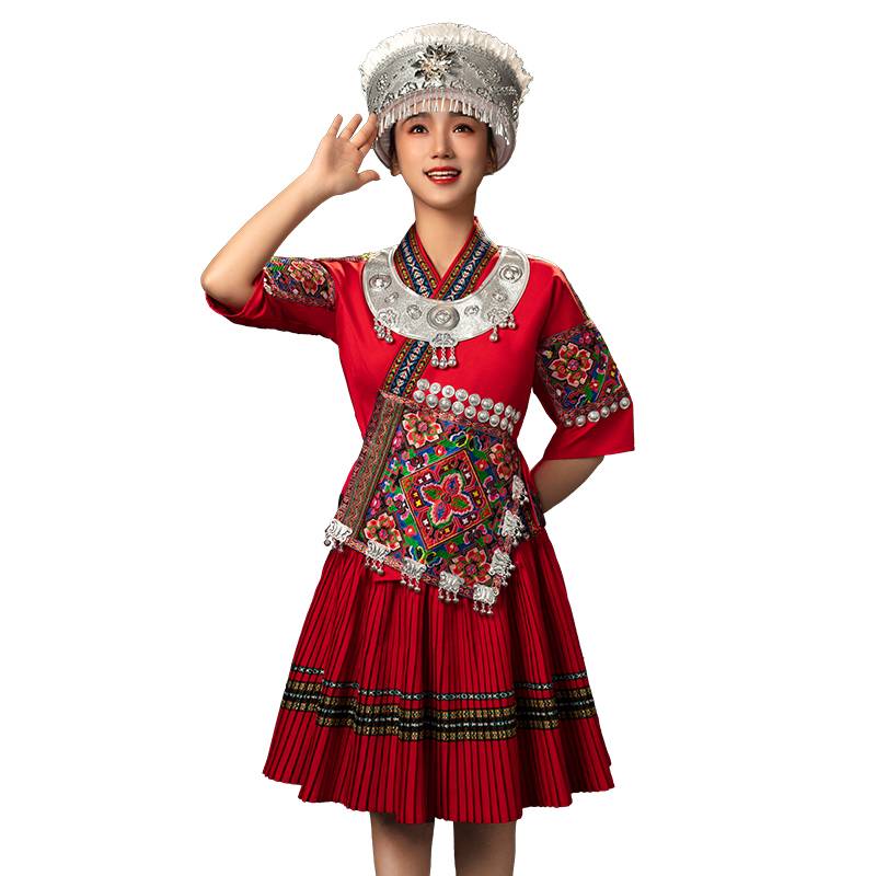 New Miao clothing female Dai ethnic minority clothing adult summer short embroidery dance performance travel clothing