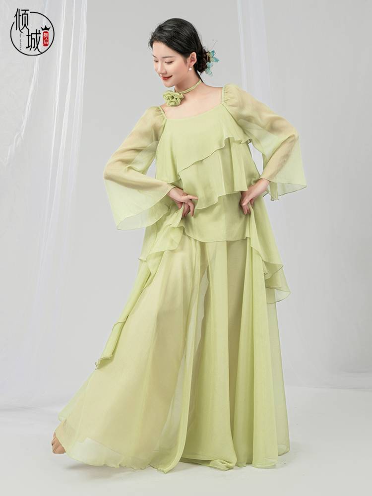 Qingcheng Dance Classical Dance clothing practice clothes, elegant fairy gauze, rhyme, ancient style flower raft Chinese dance service