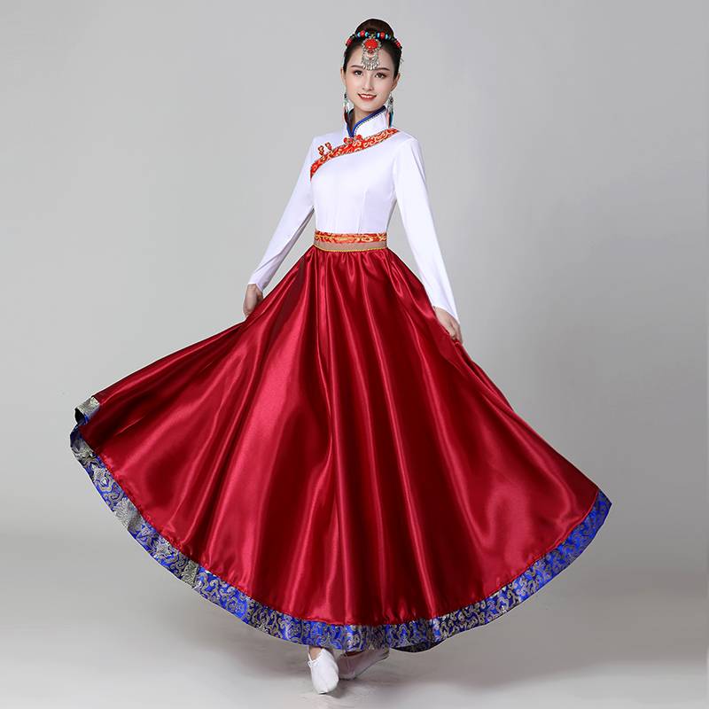 A new costume for Mongolian classic dance dress for Tibetan women in choreography