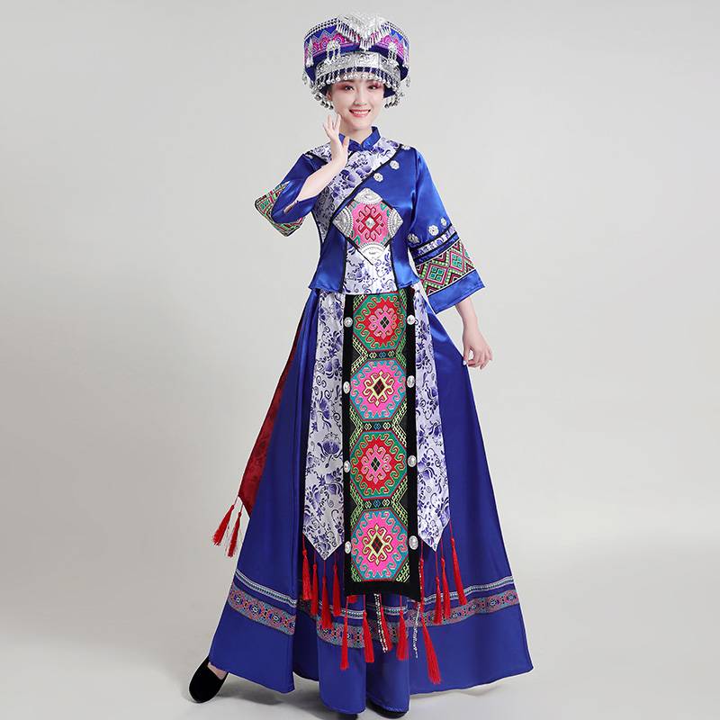 Tujia dressing female Xiangxi ethnic minority adults serving Enshi Sae Cap Performing Performance Dance Clothing Set