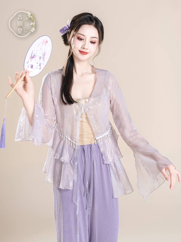 Ancient Banner Emperor's original classical dance clothing chiffon top, elegant Chinese dance nation practice service performance, clothing gauze jacket