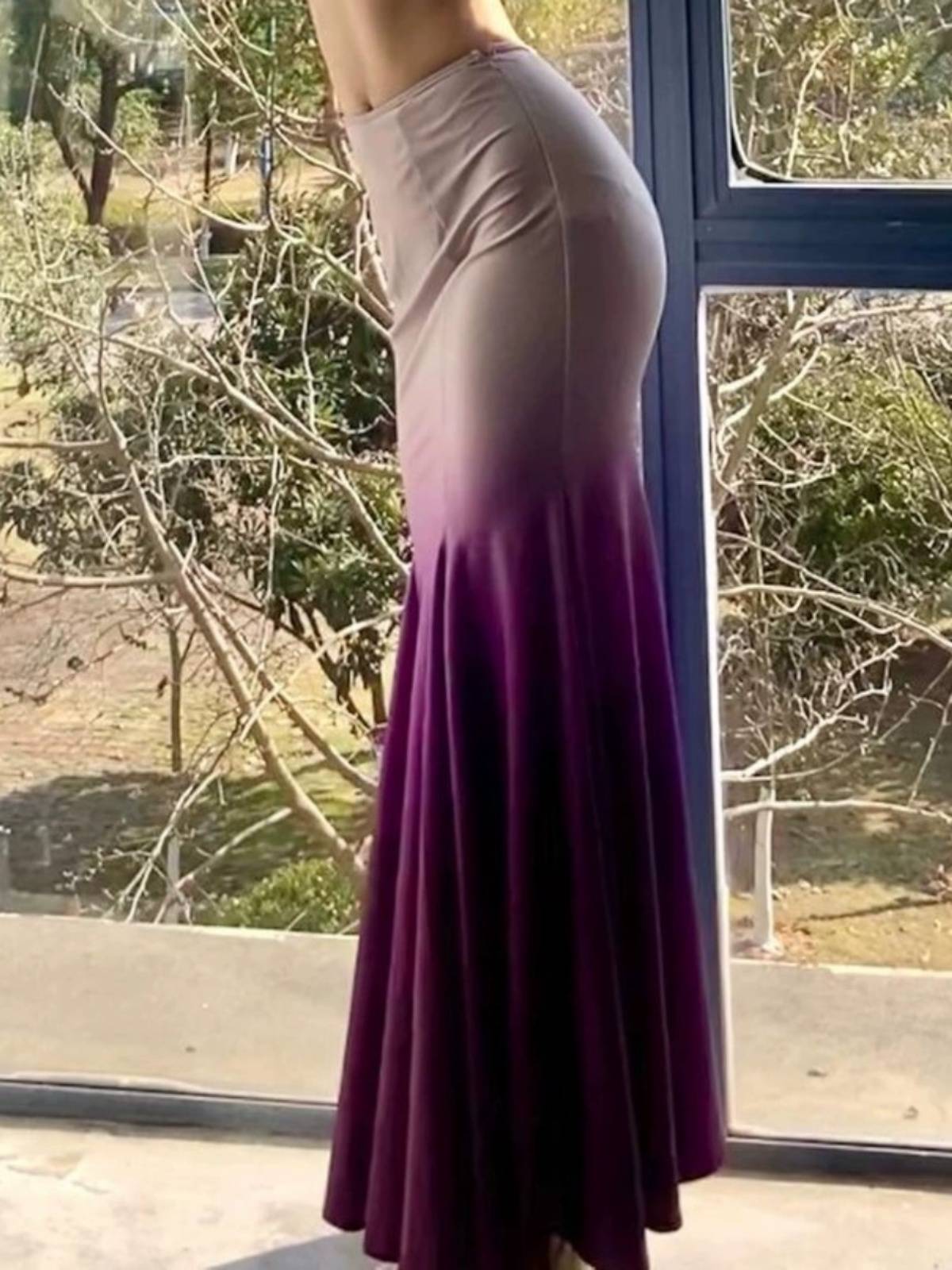 The new adult Dai dance service art test practice skirt elasticity 360 -degree practice service national dance semi -skirt fishtail