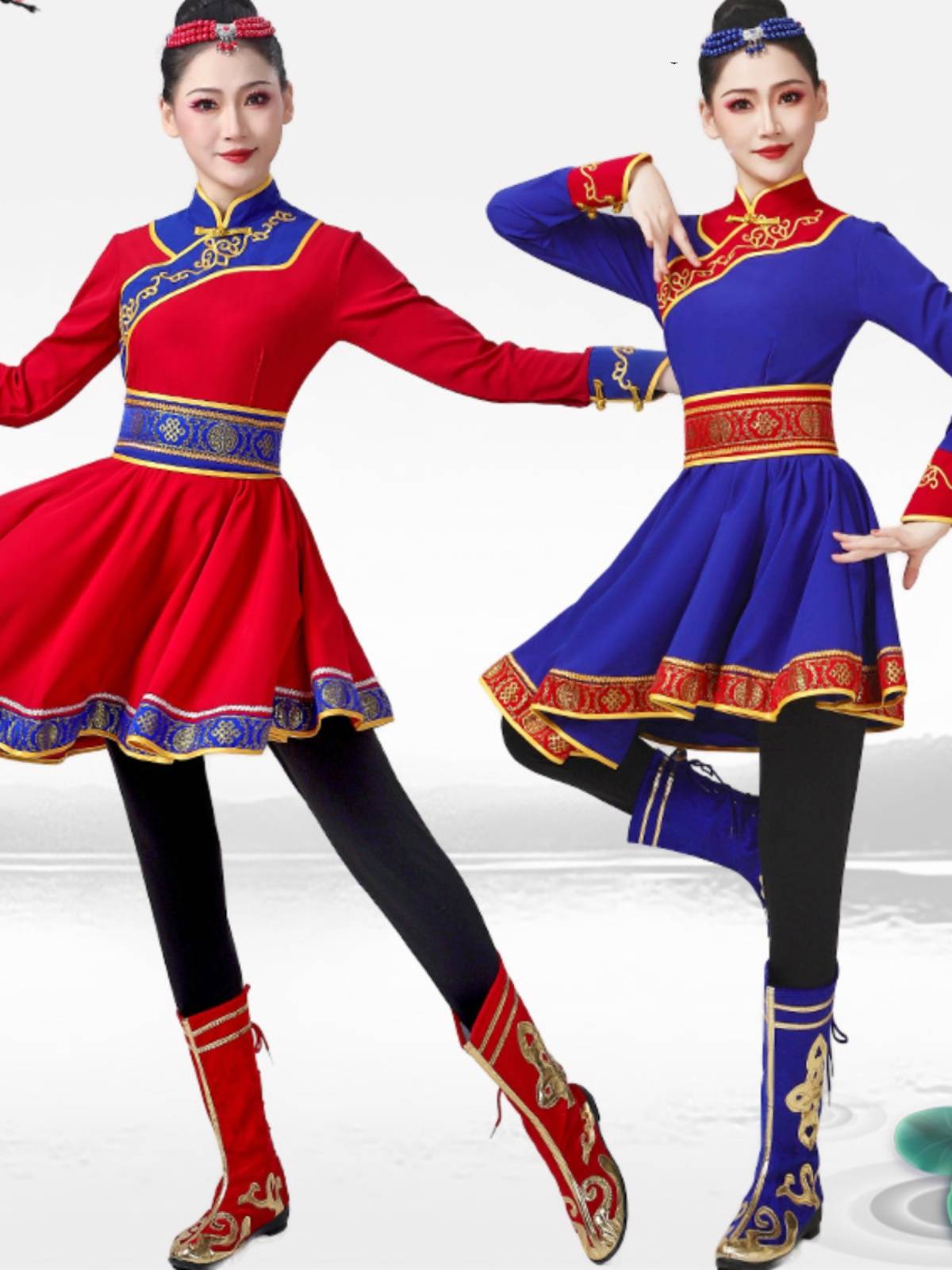 New Mongolian Dance Performance Services Female Adults Little Ethnic Performance Clothing Mongolian Chopsticks Dance Skirt Set