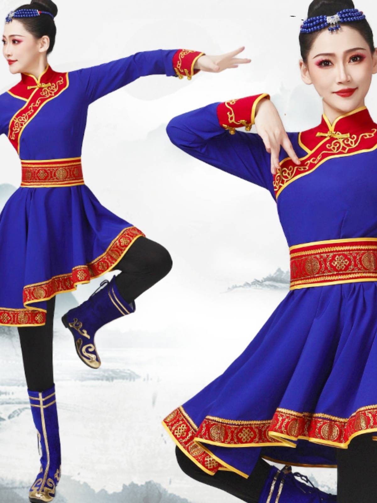 New Mongolian Dance Performance Services Female Adults Little Ethnic Performance Clothing Mongolian Chopsticks Dance Skirt Set