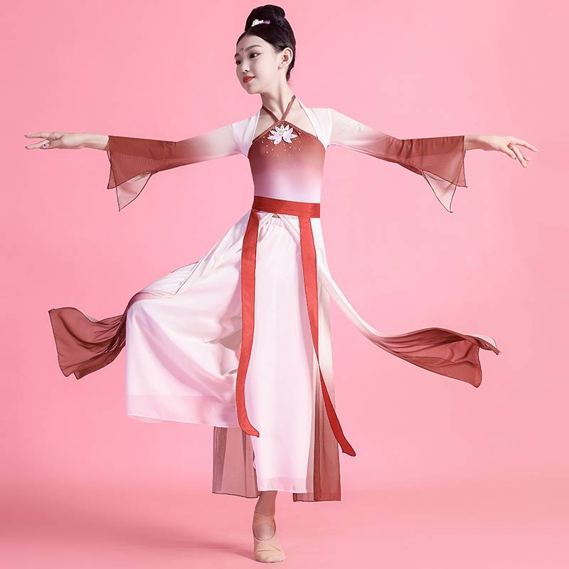 Children's classical dance performance clothes elegant Chinese dance nation dance exercise skills girl fan dance ancient style Hanfu performance