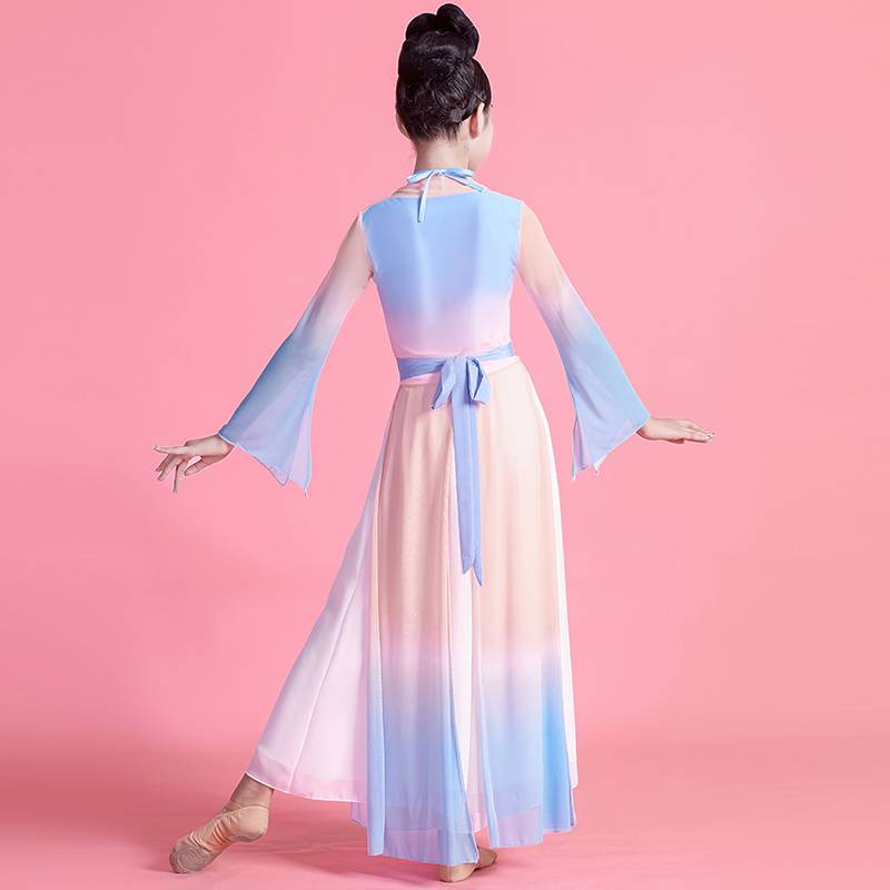 Children's classical dance performance clothes elegant Chinese dance nation dance exercise skills girl fan dance ancient style Hanfu performance