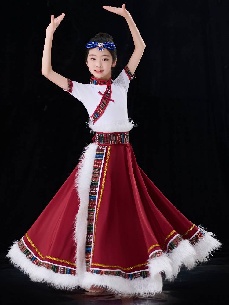 New children's Tibetan clothing performance clothing Tibetan dance performance clothing secondary Renlaso national stage girl clothing