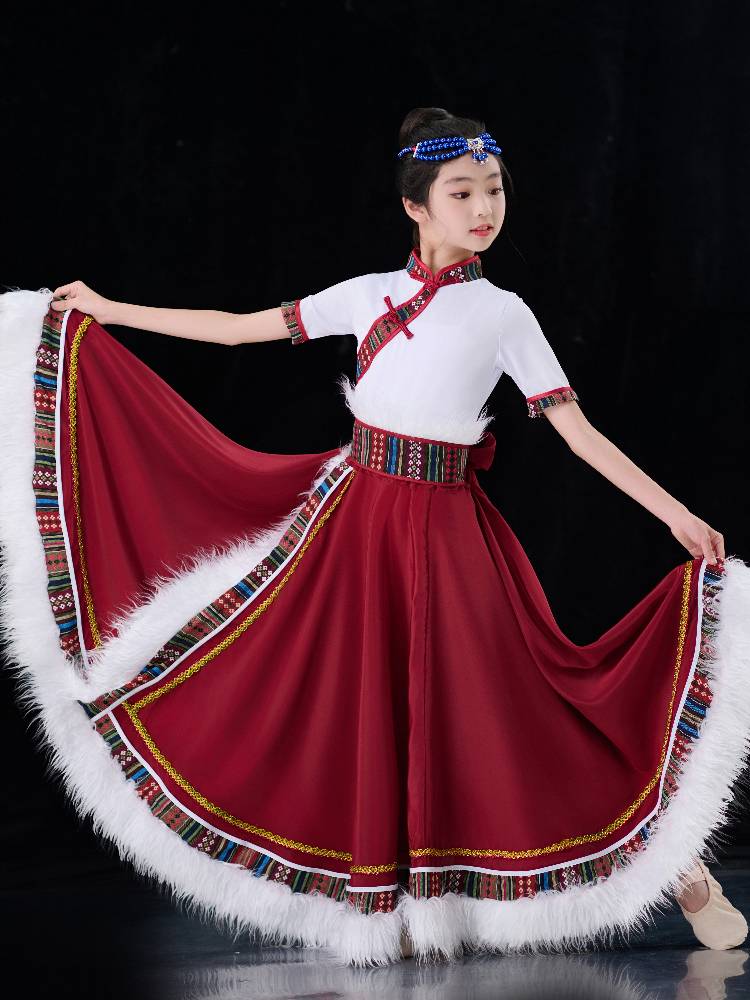 New children's Tibetan clothing performance clothing Tibetan dance performance clothing secondary Renlaso national stage girl clothing