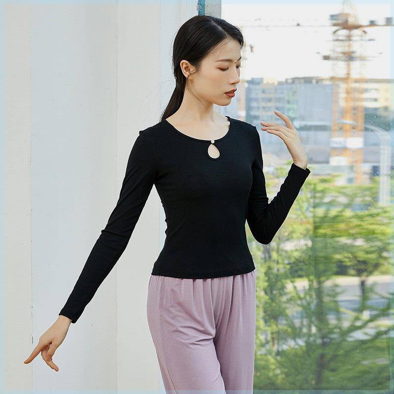 Classical dance service temperament long -sleeved long -sleeved art test shows thin top Chinese style modern dance national dance clothing practice service