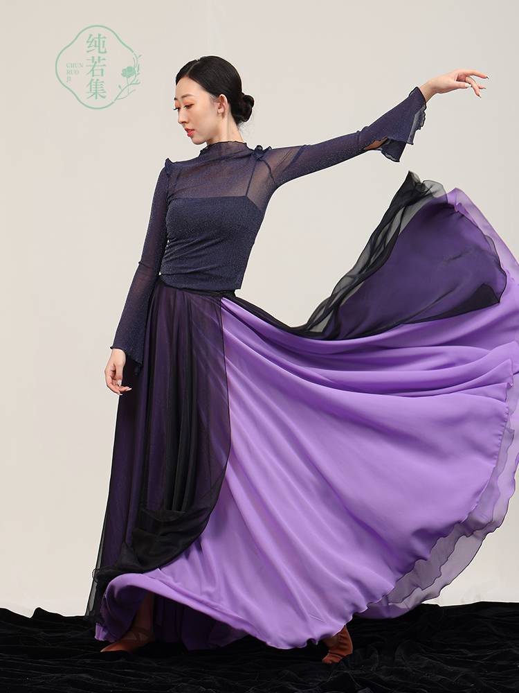 Pure Ruoji Classical Dance Net Mulberry Top Rhyme Cloud Sports Server Daily Practice Chinese Dance Performance Server Long Sleeve Top