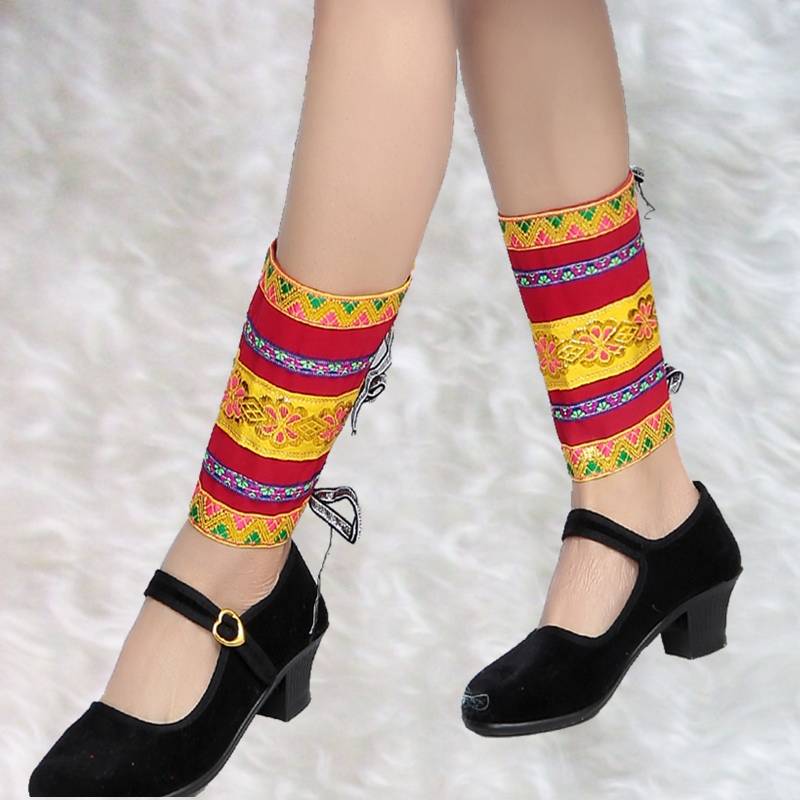 Miao and Yi clothing leggings dance performed foot ring leg sets of national stage clothing accessories clothing tie